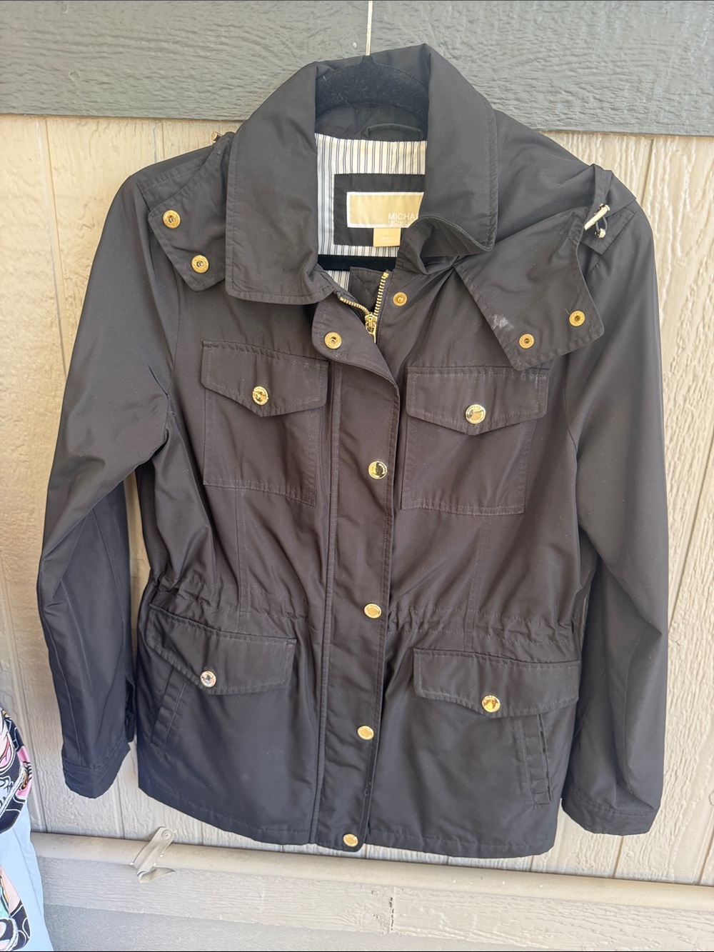 MICHAEL Michael Kors Black Utility Jacket with Gold Hardware